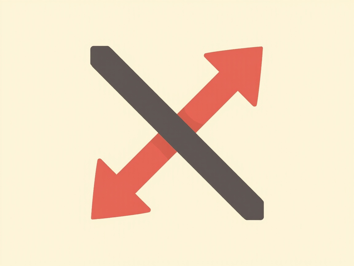 Two crossed arrows on a warm cream background — a near-black arrow pointing down to the lower-right (declining personal runway) and a deep red arrow pointing up to the upper-right (rising revenue). They cross at the center of the frame, marking the default-alive moment.