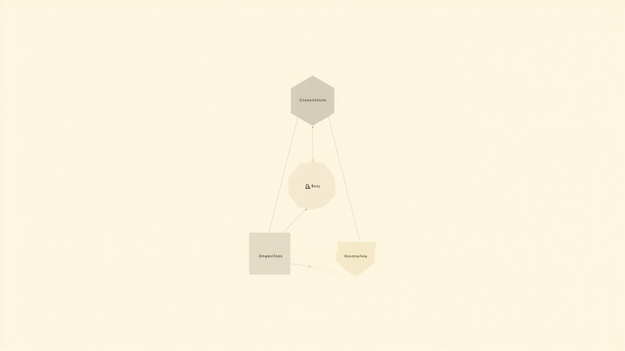 Three AI agent frameworks as connected geometric nodes, representing collaboration between OpenClaw, Hermes Agent, and CrewAI